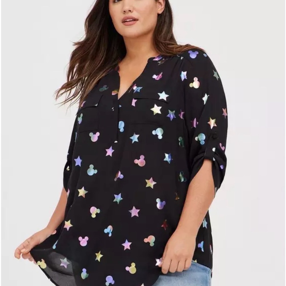Disney Mickey Mouse Harper - black stars Georgette tunic blouse